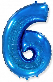 Цифра 6 синяя