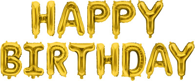 Надпись из шаров "Happy Birthday", Золото